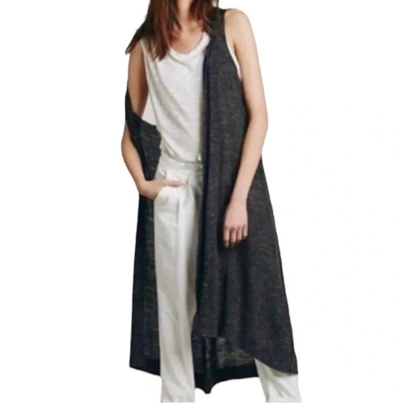 Free People Duster Vest Cardigan XS Boho Top Cami Grey - Picture 1 of 6